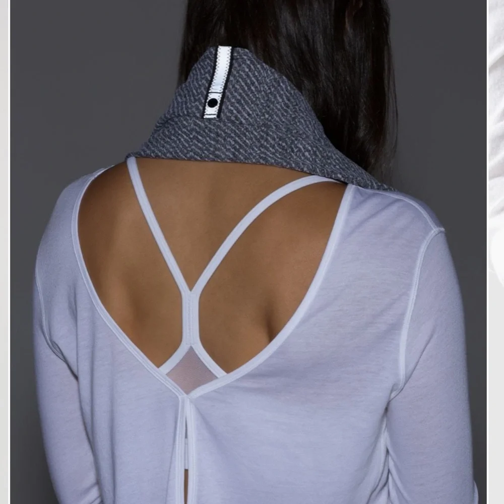 LULULEMON VINYASA Printed Hazy Heather Wrap Scarf Gray Chevron Herringbone